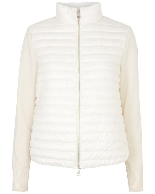 Moncler White Quilted Shell And Wool Jacket