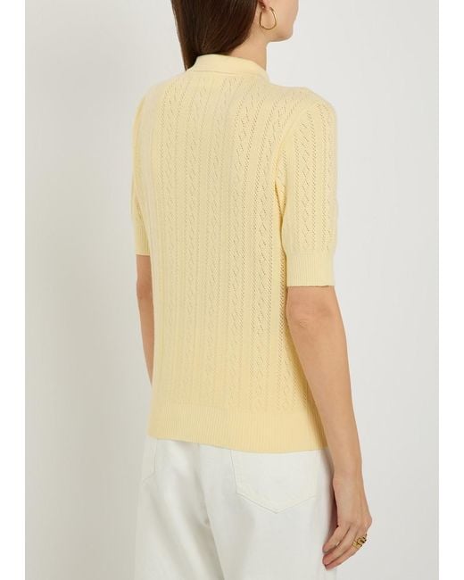 Lisa Yang Yellow Christine Pointelle Cotton And Cashmere-Blend Top