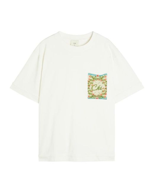 CHE White Bloom Cotton T-Shirt for men