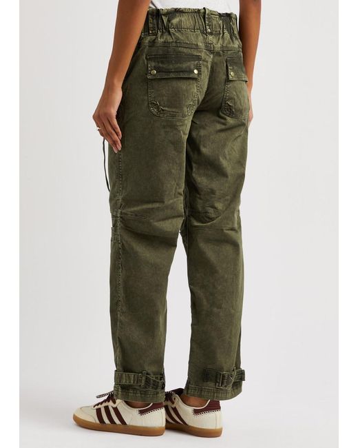 Free People Green Can't Compare Stretch-cotton Cargo Trousers