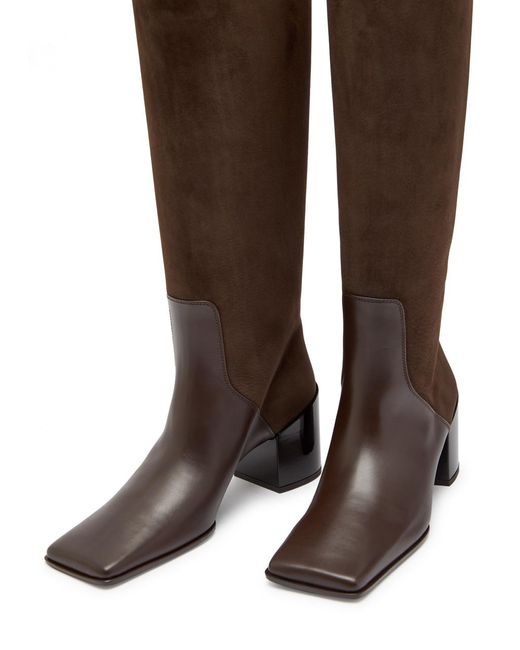 Alaïa Brown Panelled 55 Nubuck Knee-High Boots