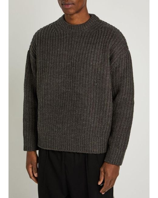 MKI Miyuki-Zoku Gray Ribbed Knit Jumper for men