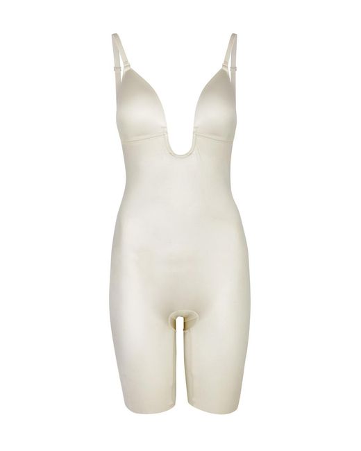 Spanx White Suit Your Fancy Open-bust Mid-thigh Bodysuit