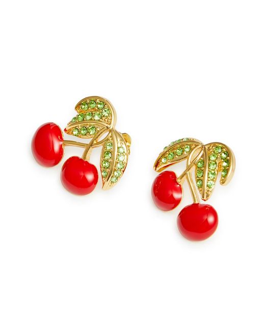 Crystal Haze Jewelry Red Pop The Cherry 18kt Gold-plated Stud Earrings