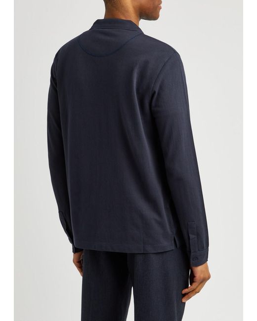 Sunspel Blue Riviera Piqué Cotton Shirt for men