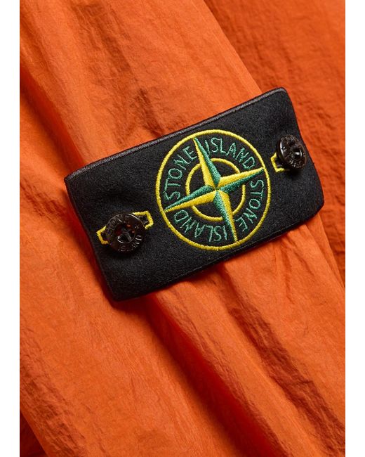 Stone Island Orange Hooded Crinkled Nylon Jacket for men