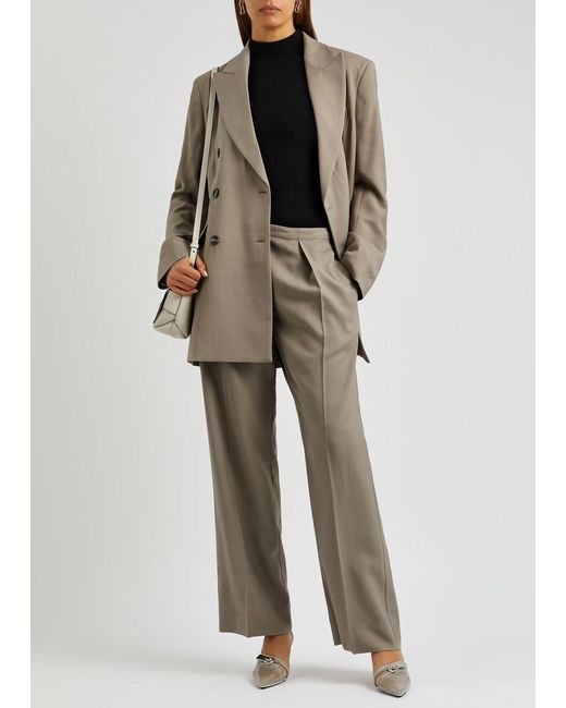 Acne Natural Pleated Straight-leg Woven Trousers