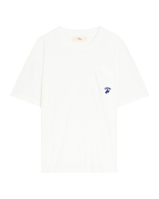 CHERRY LA White Western Athletic Logo-Embroidered Cotton T-Shirt for men