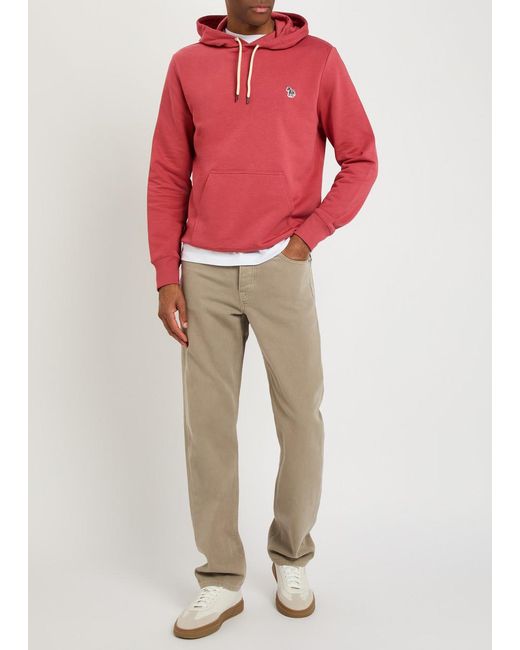 Paul Smith Red Appliquéd Hooded Cotton Sweatshirt for men