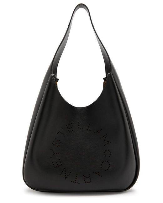 Stella McCartney Black Stella Logo Faux Leather Shoulder Bag