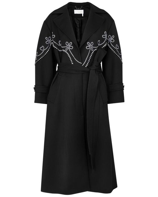 Chloé Black Embroidered Wool Coat