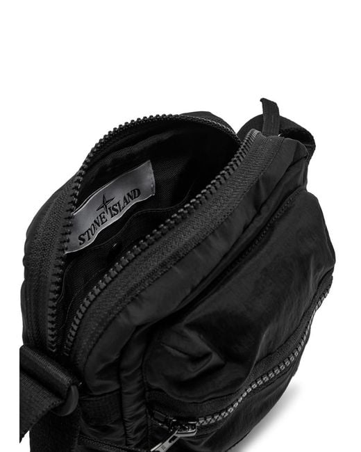 Stone Island Black Logo-Appliquéd Nylon Pouch Bag for men