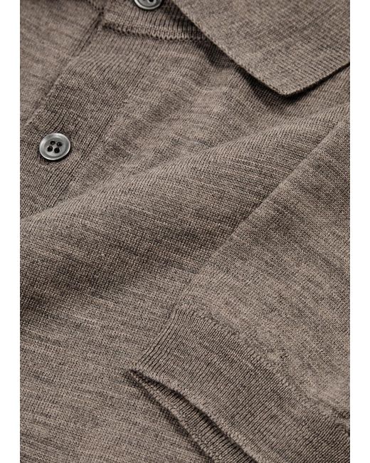 John Smedley Gray Hanwell Wool Polo Shirt for men