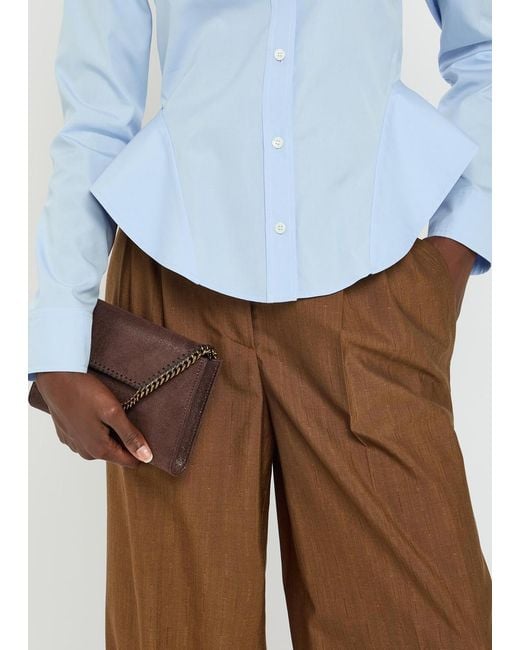 Stella McCartney Brown Pleated Pinstriped Wool-Blend Trousers