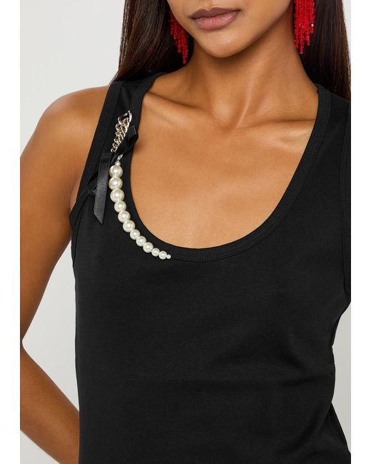 Simone Rocha Black Pearl Chain Sculpt Cotton Tank