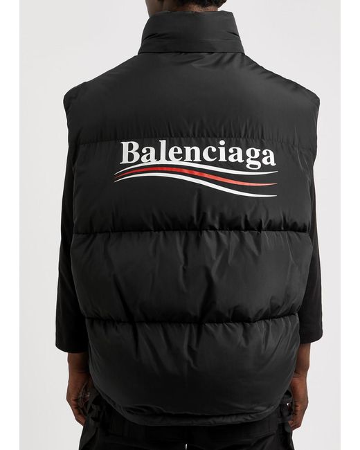Balenciaga Black Political Quilted Shell Gilet for men