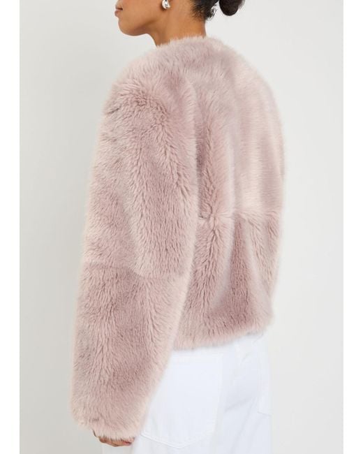Stand Studio Pink Halle Faux Fur Jacket