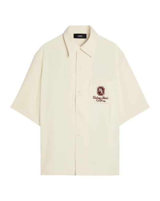 Amiri White Chateau Embroidered Satin-Twill Shirt for men