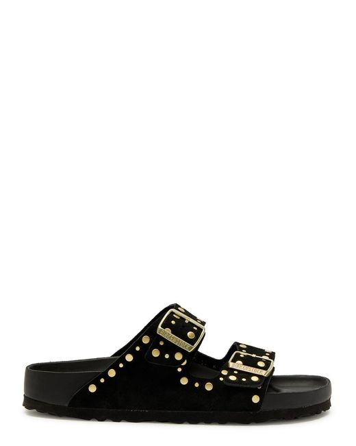 Birkenstock Black Arizona Studded Suede Sliders