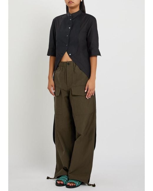 J.W. Anderson Black Bib Cotton-Poplin Shirt