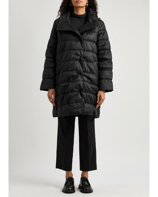 Eileen Fisher Black Quilted Shell Coat