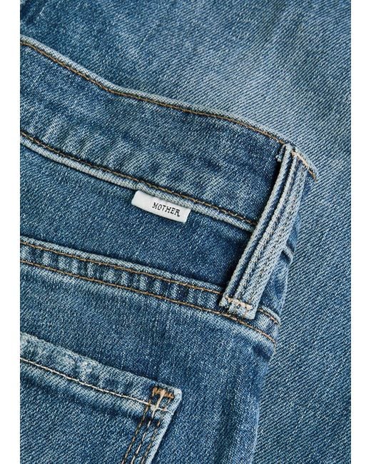 Mother Blue The Mid Rise Rambler Slim Straight-Leg Stretch-Denim Jeans