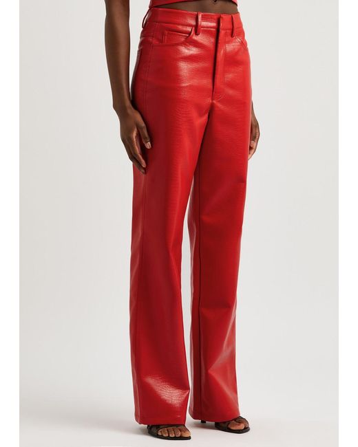 ROTATE SUNDAY Red Rotate Birger Christensen Crocodile-Effect Faux-Leather Trousers