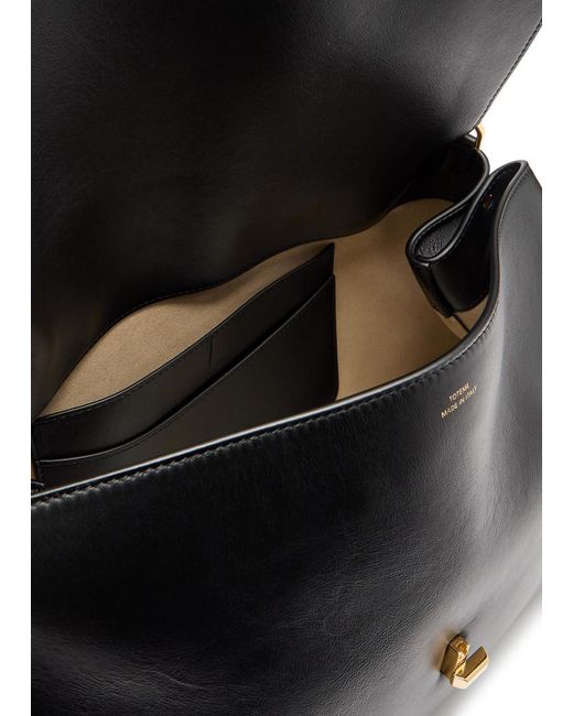 Totême Black T-Lock Leather Satchel