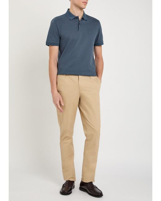 Boss Blue Fine-Knit Cotton Polo Shirt for men