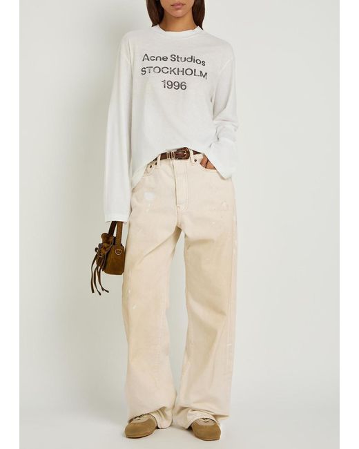 Acne Natural 1981 Paint-Effect Wide-Leg Jeans