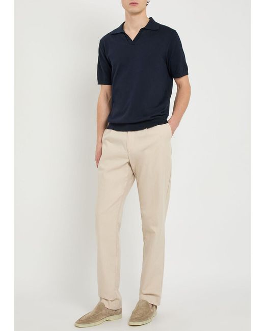 Raith Blue Open-Collar Cotton Polo Shirt for men