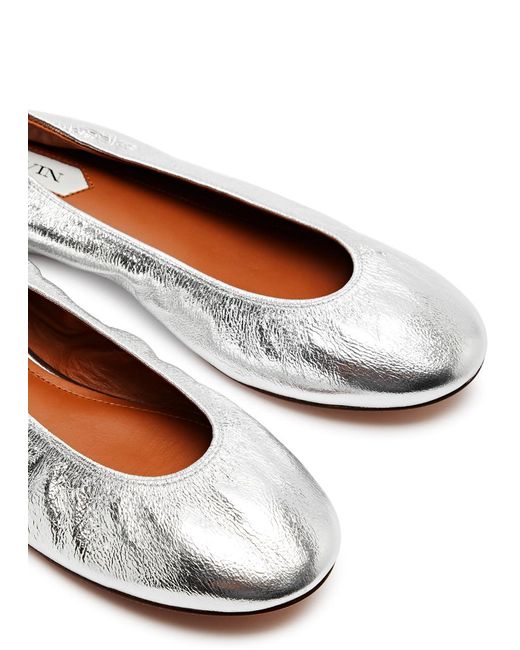 Lanvin White Metallic Leather Ballet Flats