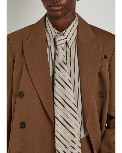 Brunello Cucinelli Natural Striped Tie Cotton-Poplin Shirt