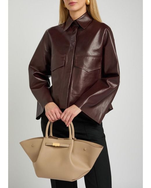 DeMellier London Natural The Midi New York Grained Leather Tote Bag
