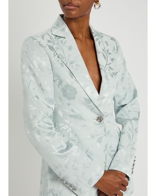Patrick Mcdowell Blue Alice Floral-Jacquard Woven Blazer
