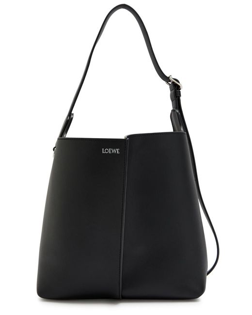 Loewe Black Bilbao Medium Leather Bucket Bag