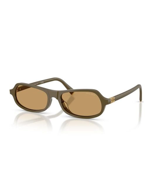 Miu Miu Natural Narrow Rectangle-Frame Sunglasses