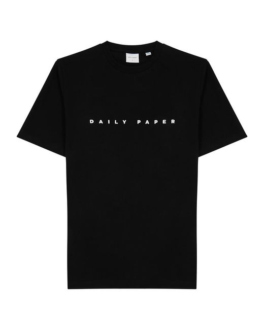 Daily Paper Black Alias Logo-Embroidered Cotton T-Shirt for men