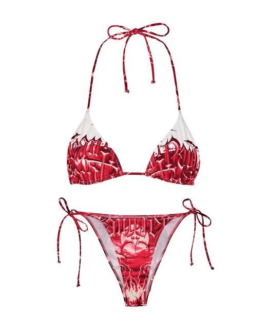Jean Paul Gaultier Red Diablo Printed Triangle Bikini