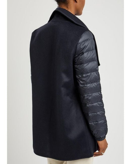 Moncler Blue Quilted Wool Cape Coat