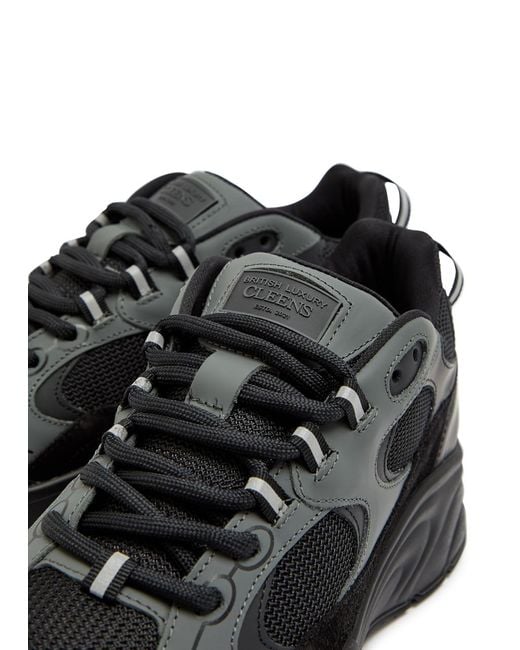 Cleens Black Pulse Runner Panelled Mesh Sneakers for men