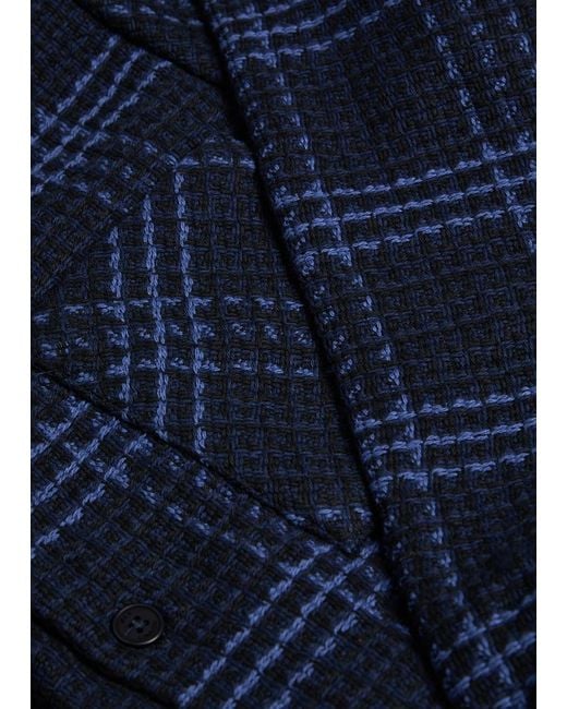 Wax London Blue Whiting Checked Cotton-Blend Overshirt for men