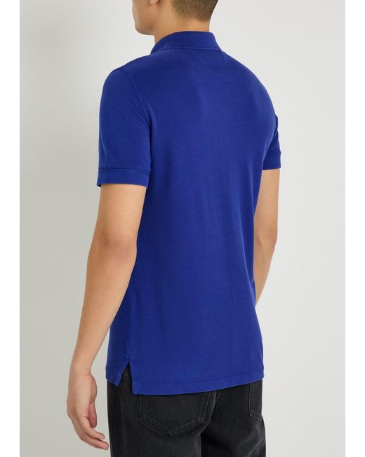 Tom Ford Blue Logo-Embroidered Piqué Polo Shirt for men