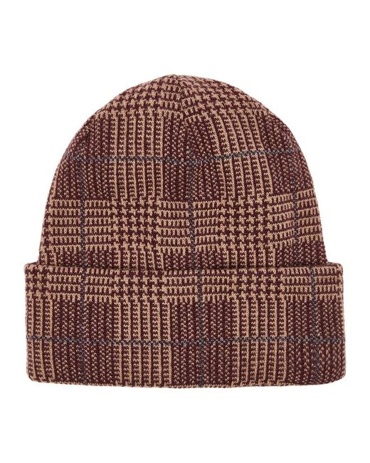 Inverni Brown Checked Wool And Cashmere-blend Beanie