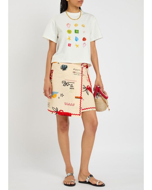 Never Fully Dressed White Shell Ioana Stretch-Cotton T-Shirt