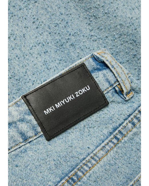 MKI Miyuki-Zoku Blue Twisted Weave Textured Wide-Leg Jeans for men