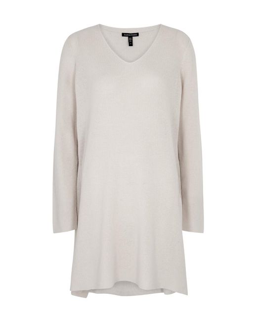 Eileen Fisher White Knitted Cotton Tunic