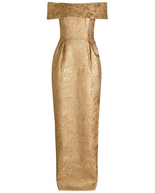 Rebecca Vallance Natural Solana Brocade Woven Gown