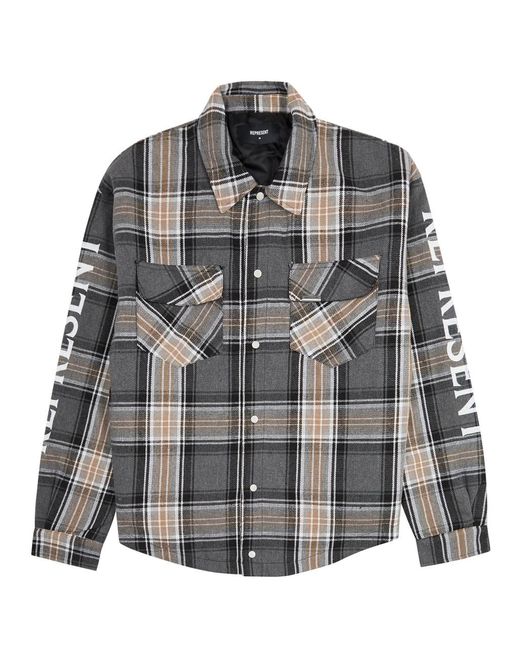Represent Gray Checked Padded Flannel Shirt for men