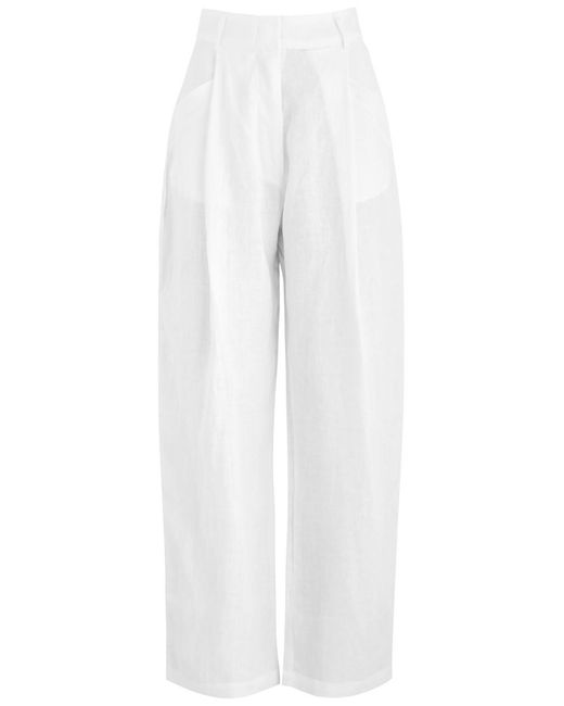 AEXAE White Wide-Leg Linen Trousers